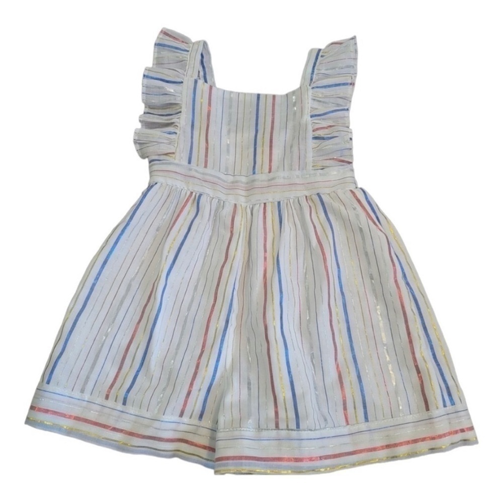 Pastourelle By Pippa & Julie White Striped Glitter Romper Size 24 mths